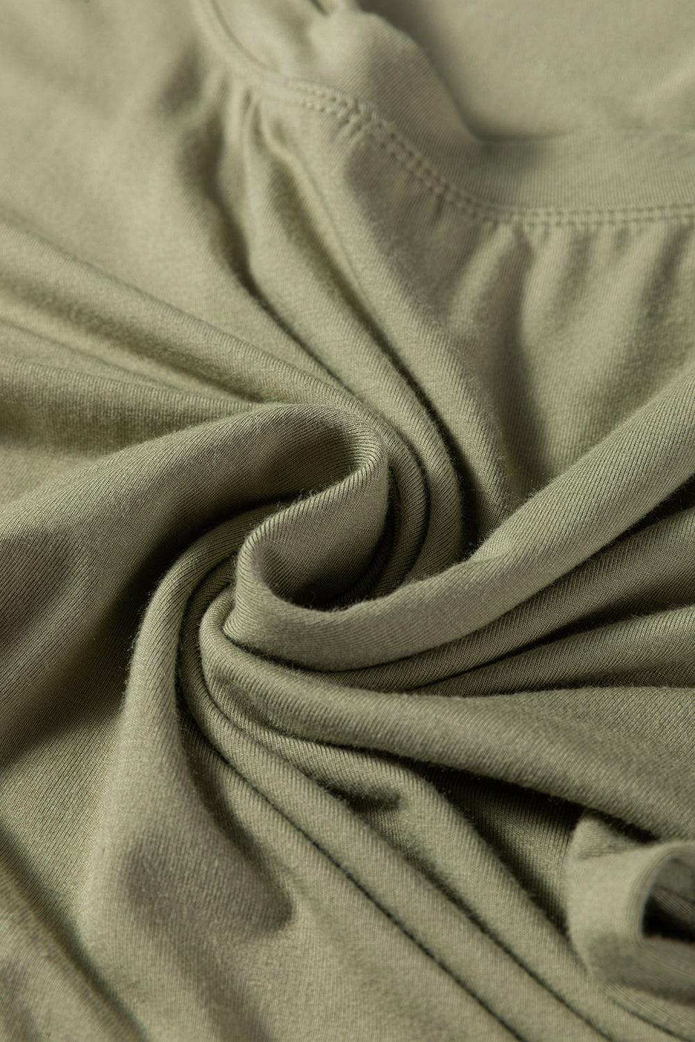 Laurel Green Solid Color Long Sleeve Fitted Top