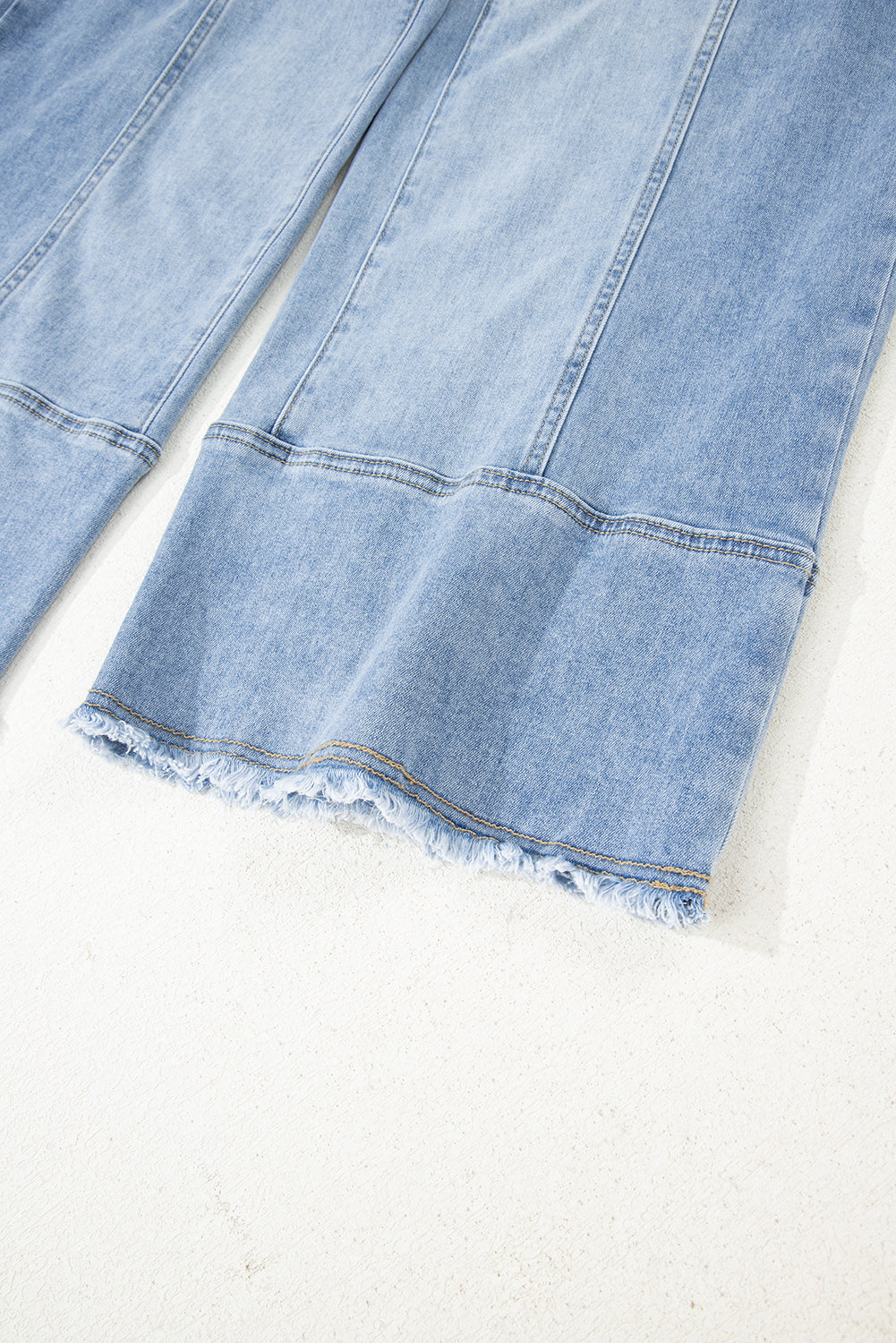Beau Blue Drawstring Seam Detail Raw Hem Wide Leg Denim Pants