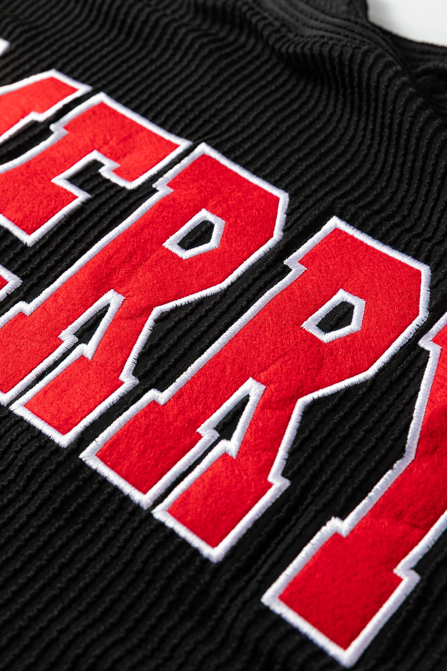 Black Twisted Rib Outlined Merry Letter Graphic Loose Long Sleeve Top