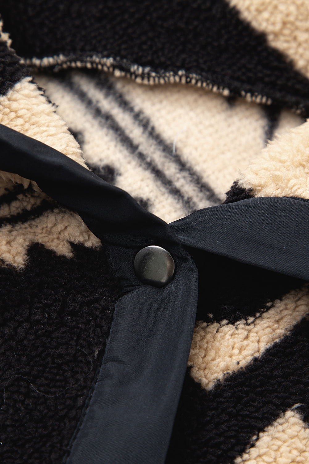 Black Western Aztec Half Placket Plush Sweatshirt